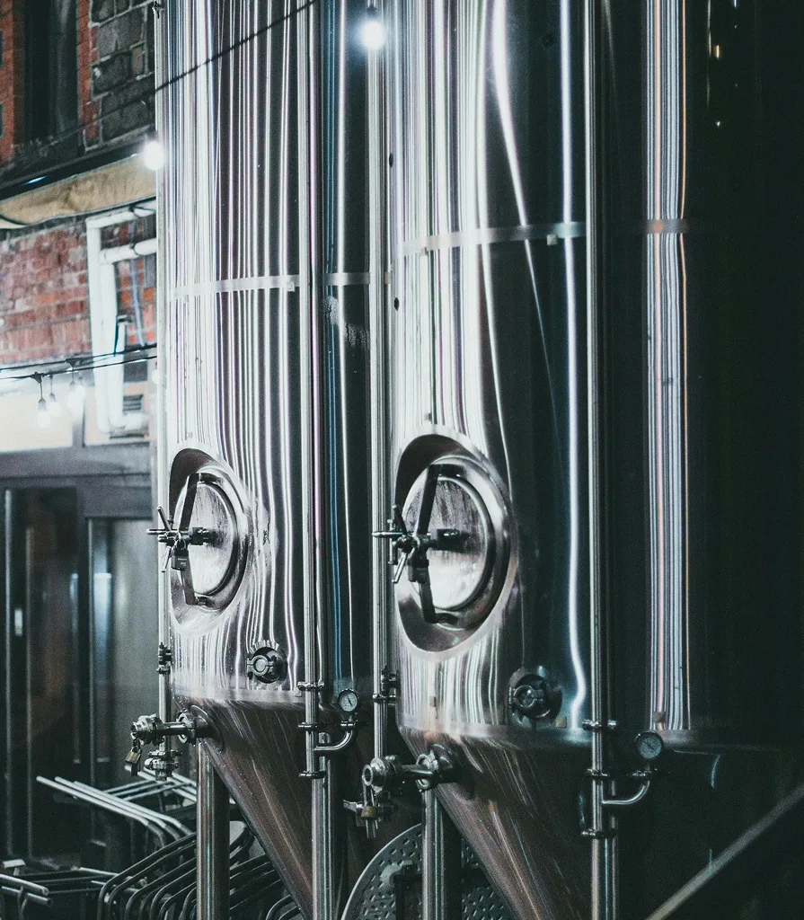 Fermentation tanks in the brewhouse